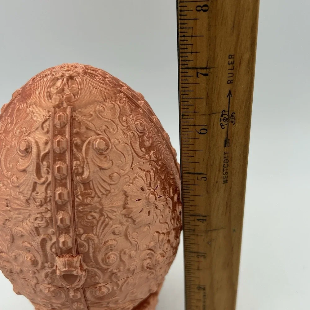 Egg Trinket Candy Container Sovereign Shell With Stand Faberge Like Decor Copper